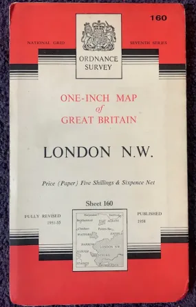 Fascinating 1940s and 50s ORDNANCE SURVEY MAPS of N.W. LONDON, Middlesex   Hertfordshire 1" to 1 Mile