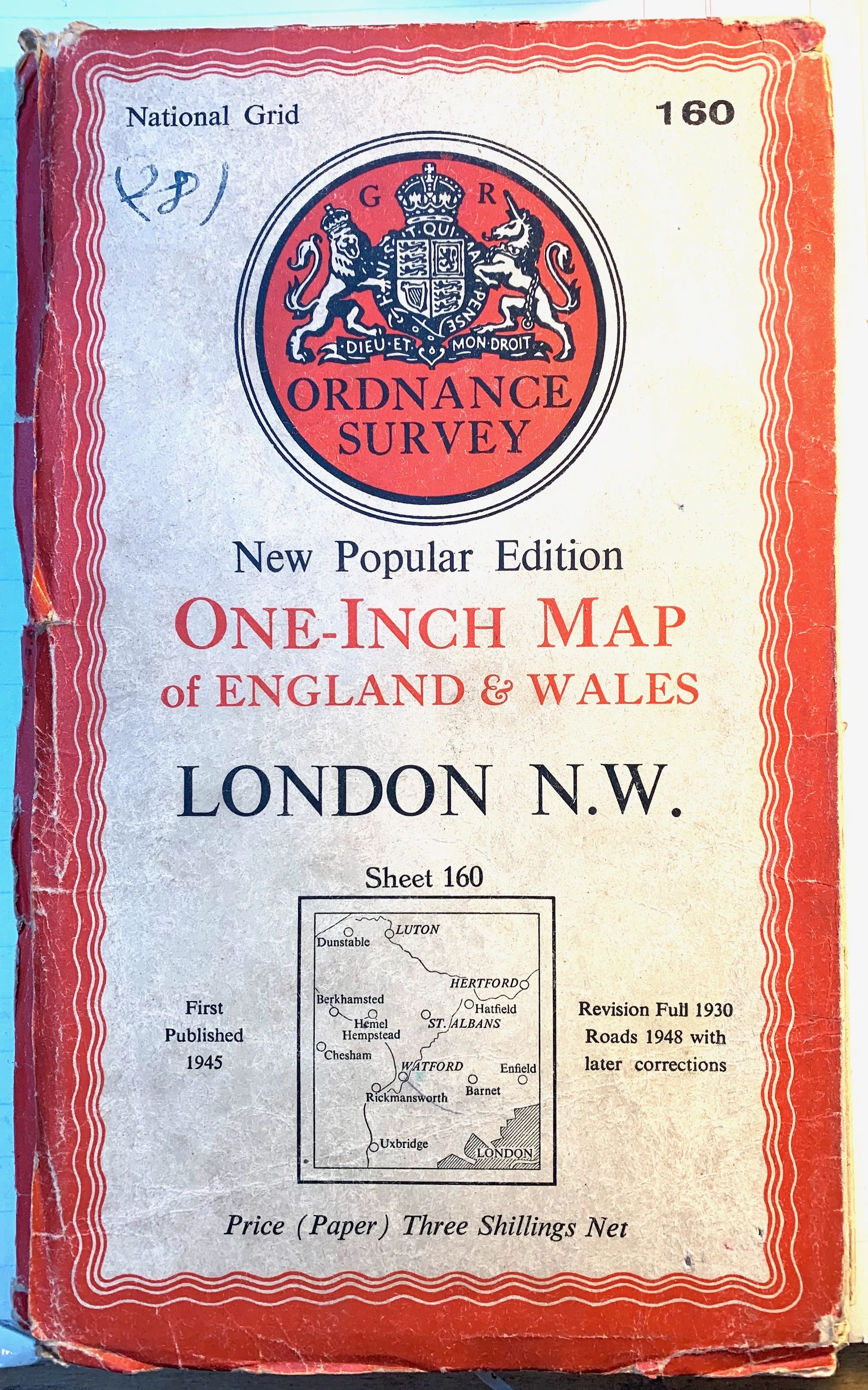 Fascinating 1940s and 50s ORDNANCE SURVEY MAPS of N.W. LONDON, Middlesex   Hertfordshire 1" to 1 Mile