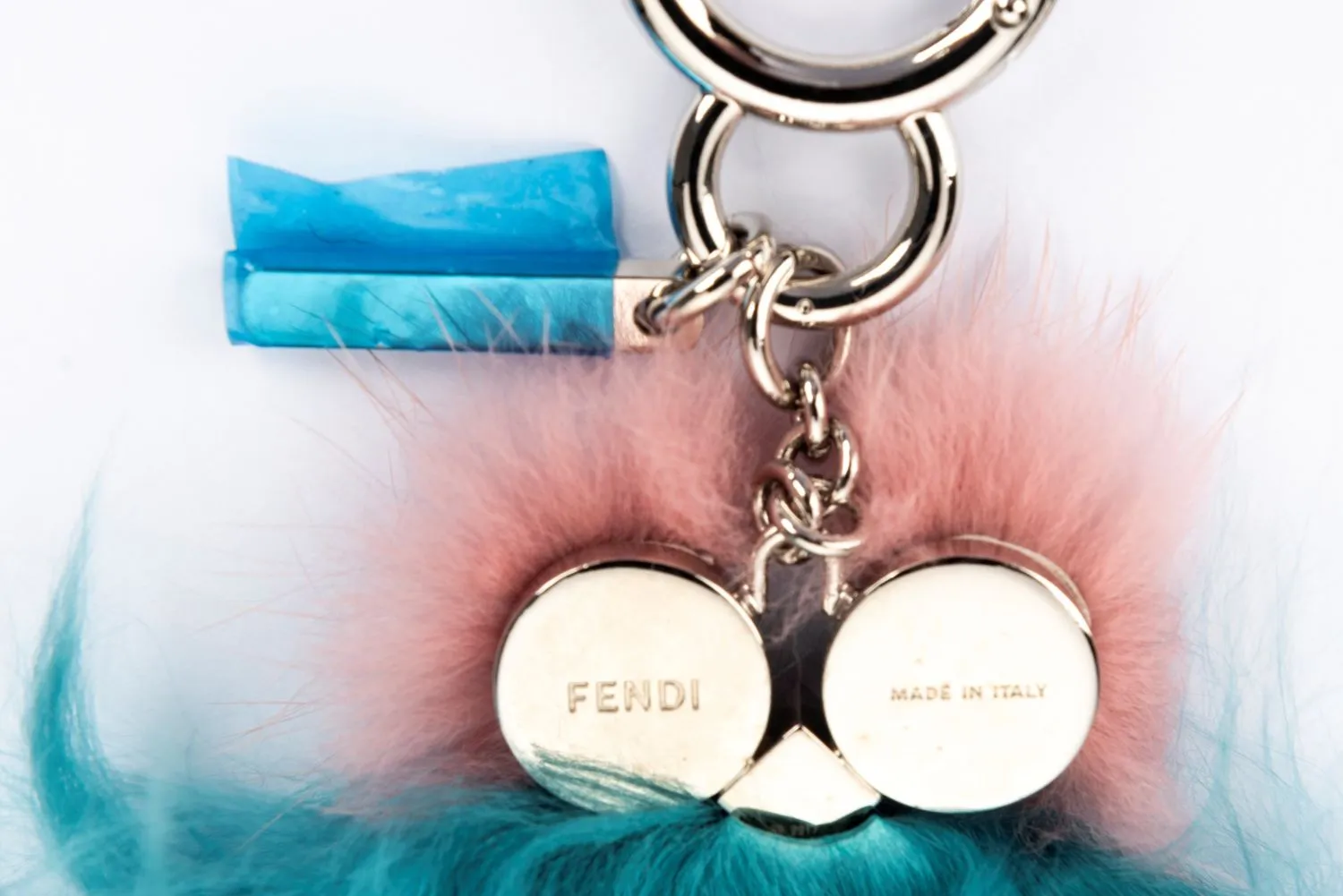 Fendi Owl with Leg Blue & Pink Fur Bag Charm