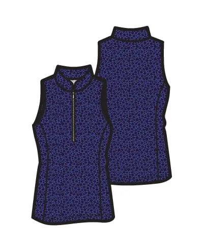 Frontline 2.0 Silver Zip Sleeveless Top - Aubergine Leopard