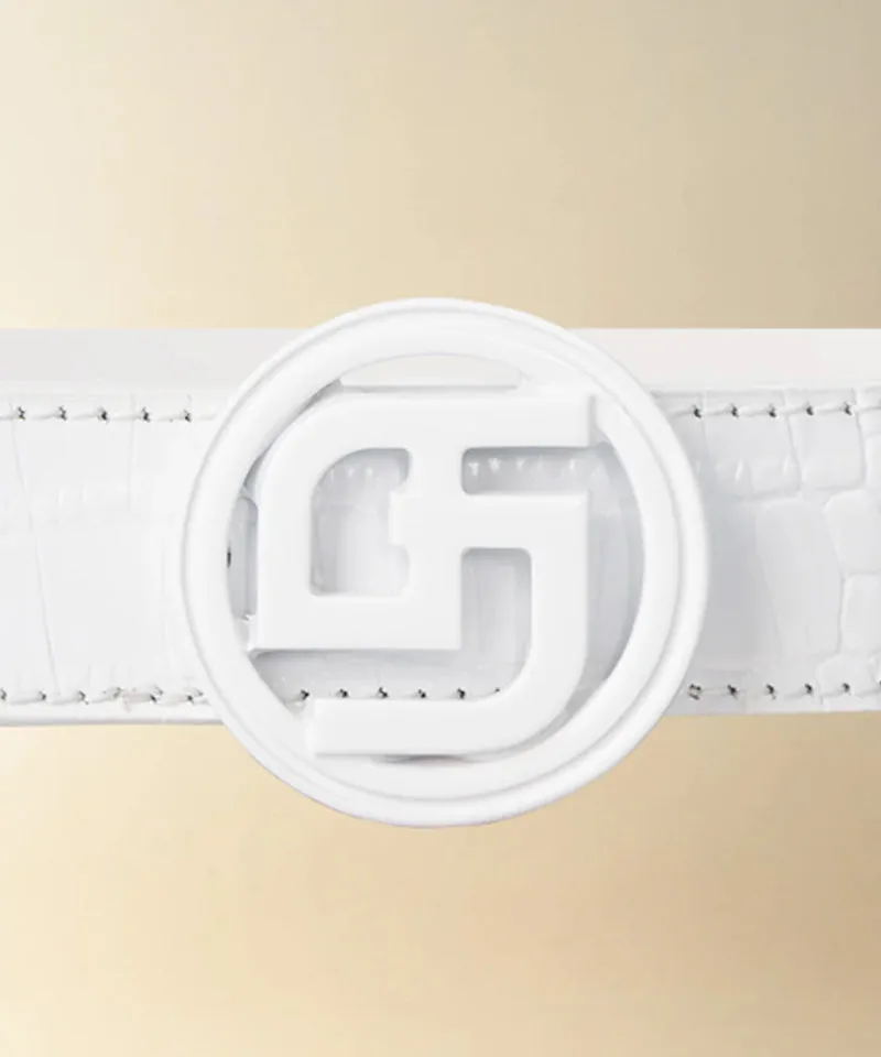 GFJ Golf Women's Classic Croco Belt Strap - White