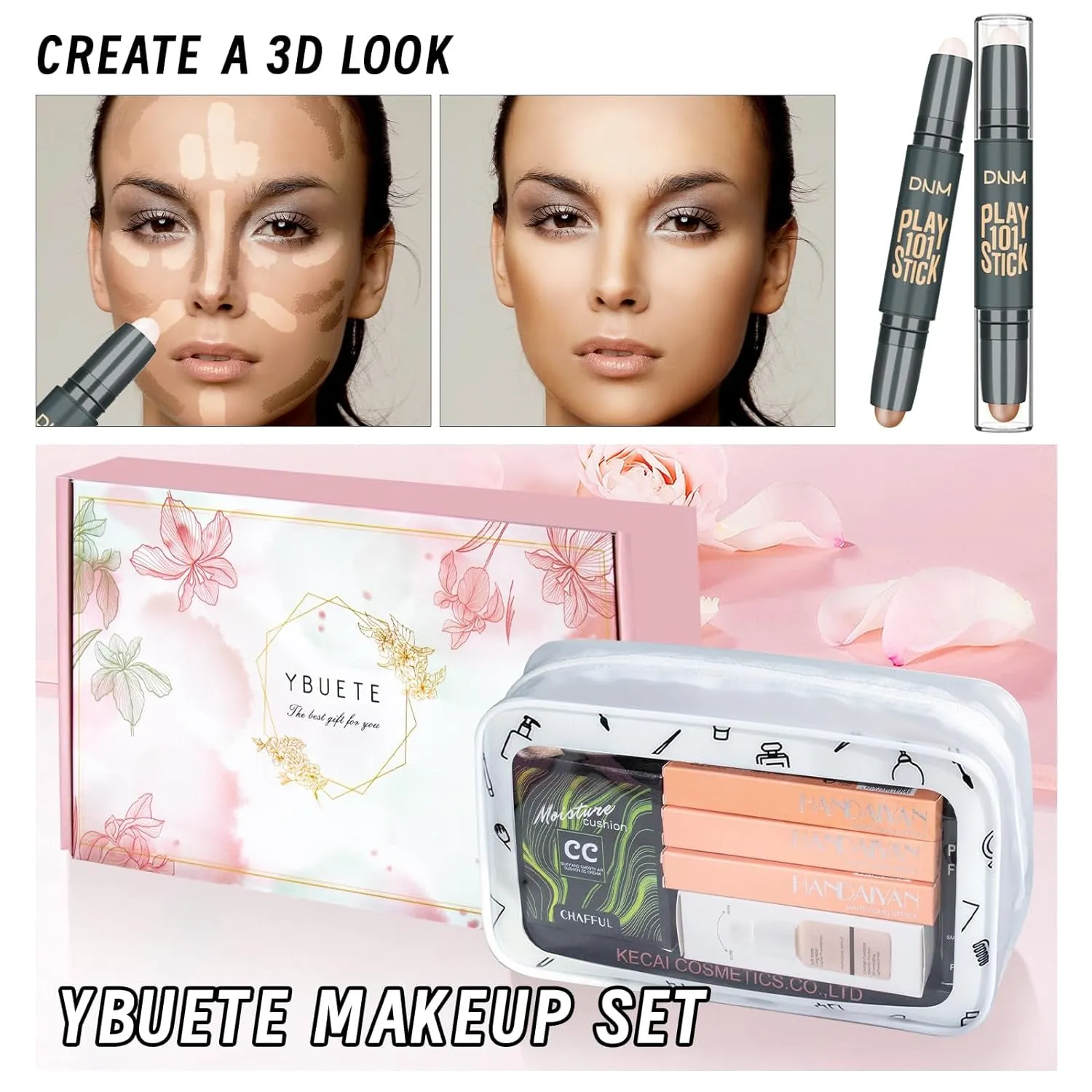 Glam Essentials Makeup Kit for Women & Teens - Complete Set with Eyeshadow, Lipsticks, Brushes & More