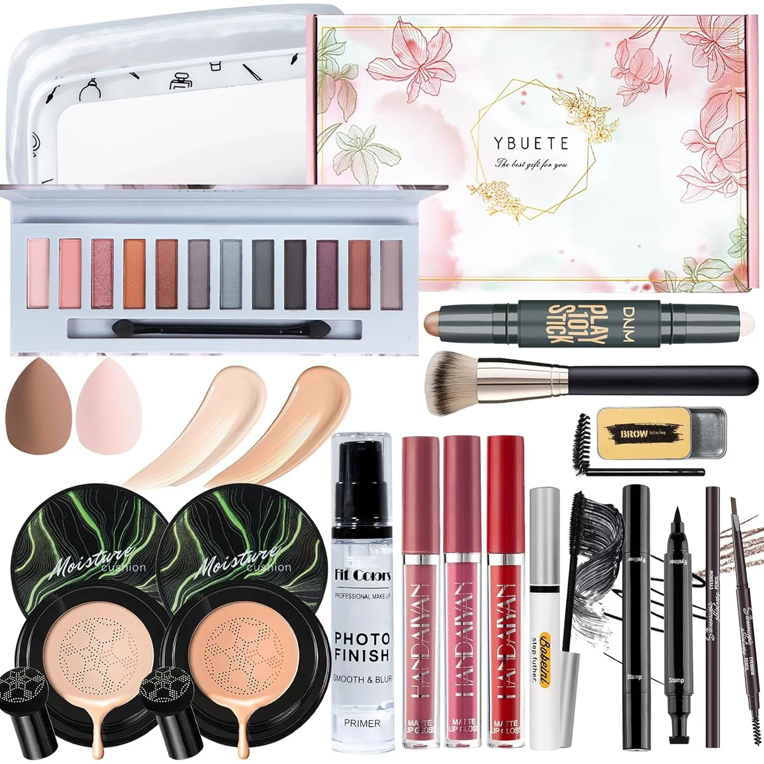 Glam Essentials Makeup Kit for Women & Teens - Complete Set with Eyeshadow, Lipsticks, Brushes & More