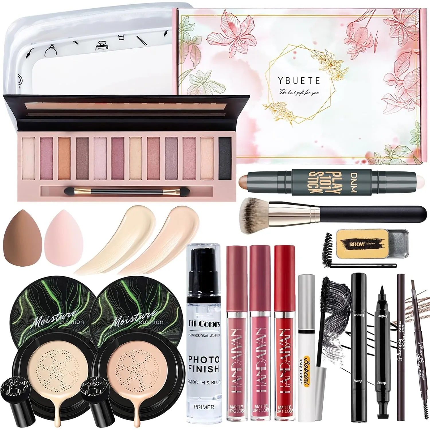 Glam Essentials Makeup Kit for Women & Teens - Complete Set with Eyeshadow, Lipsticks, Brushes & More