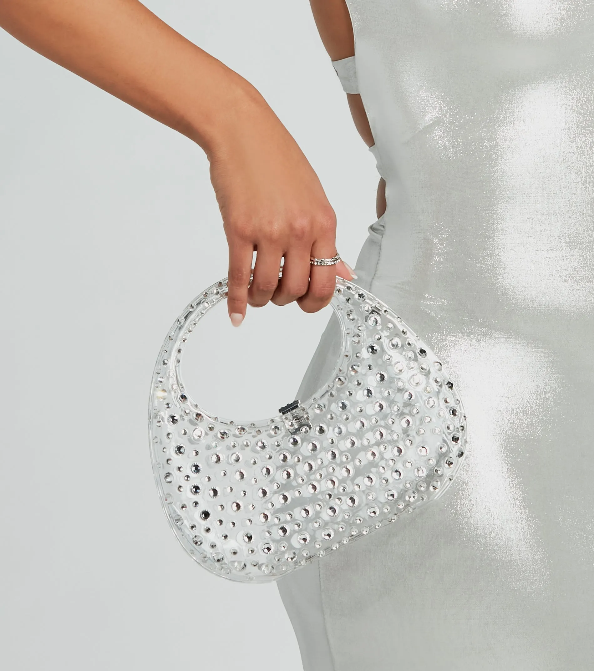 Glitzy Glimmer Rhinestone Clear Shoulder Bag