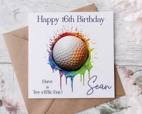 Golf Ball Design Birthday Card - Brights