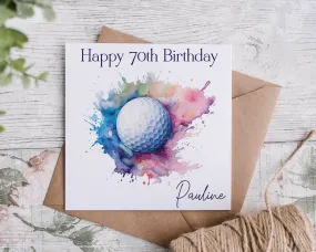 Golf Ball Design Birthday Card Pastel