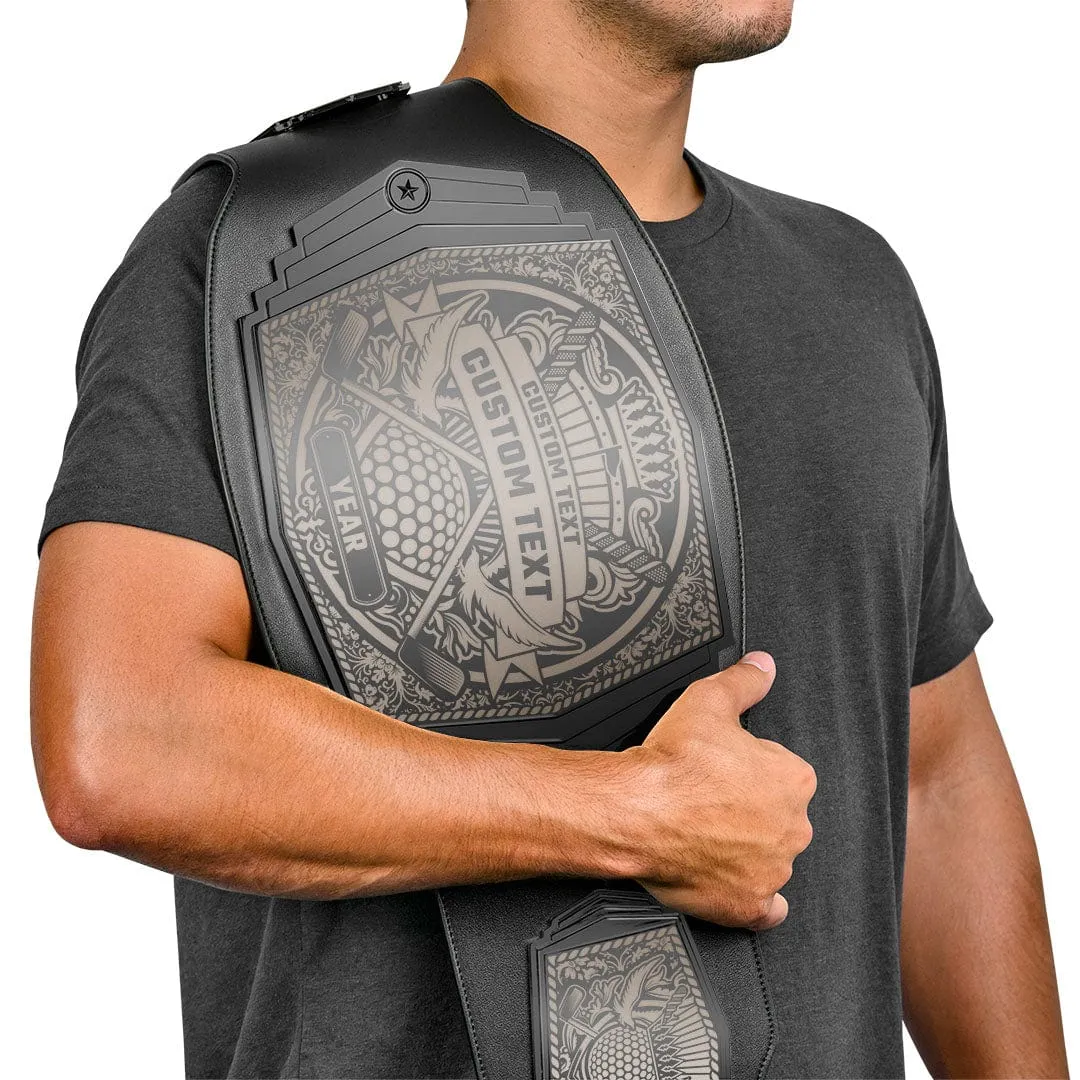 Golf Champion 6lb Engraved Championship Belt - Gunmetal Gray