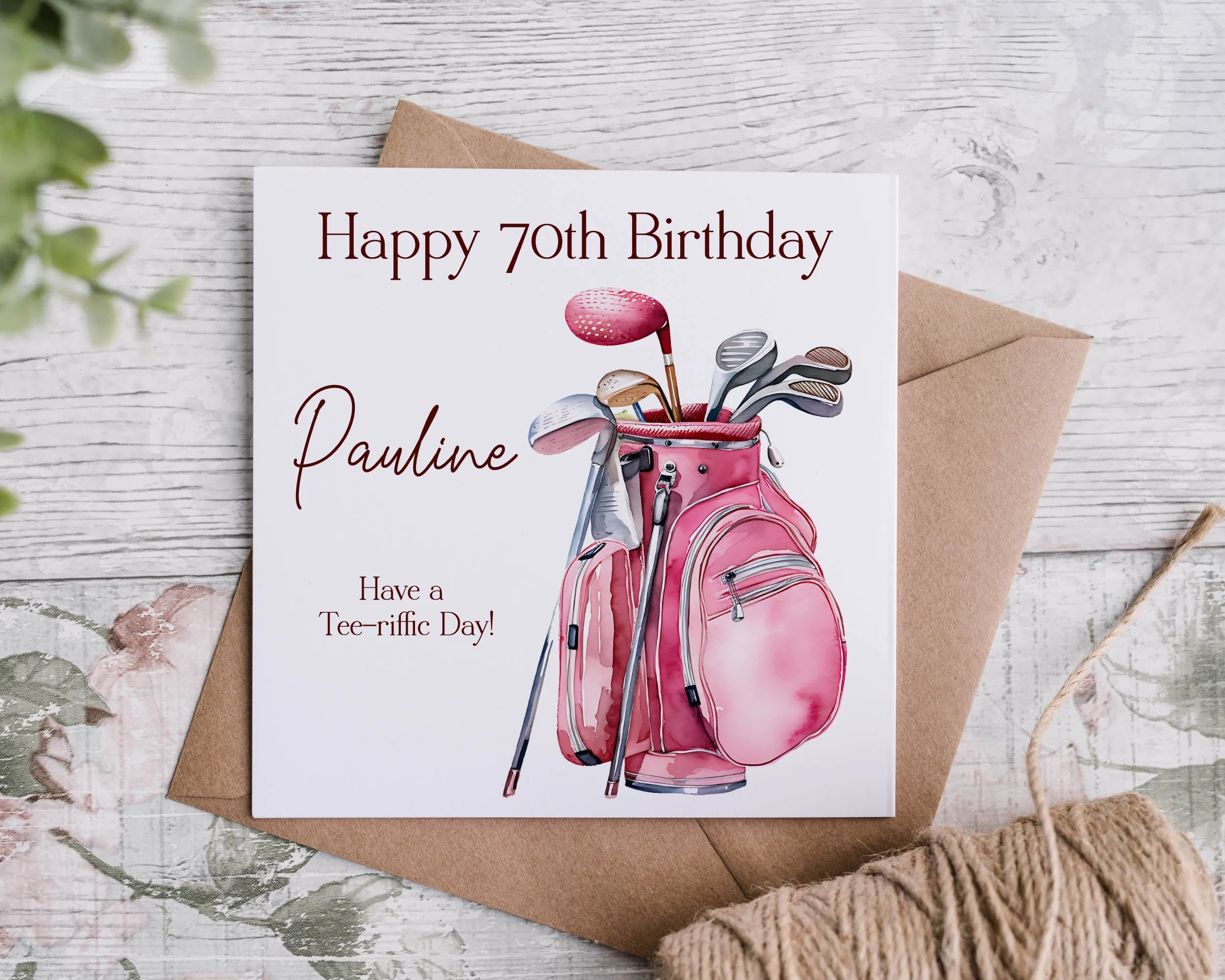 Golf Design Birthday Card - Pink