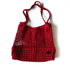 Halv Crochet Wine Red Bag