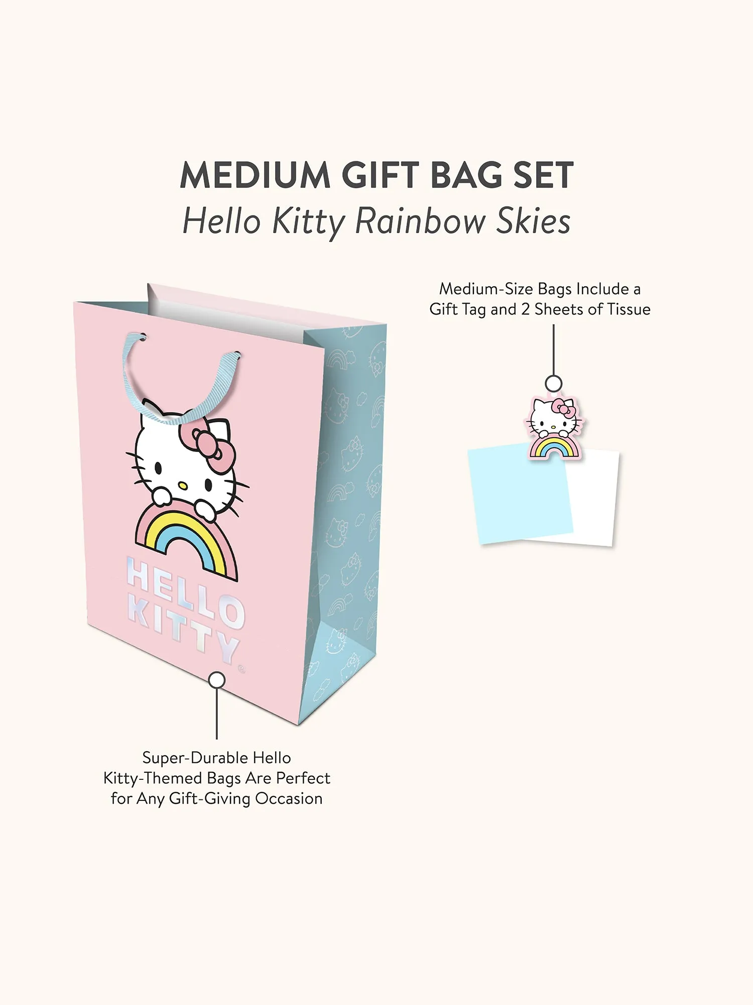 Hello Kitty Rainbow Skies Medium Gift Bag Set