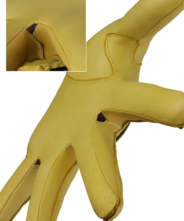 HENRY STUART Skin Fit Natural Sheepskin Color Golf Gloves - Yellow