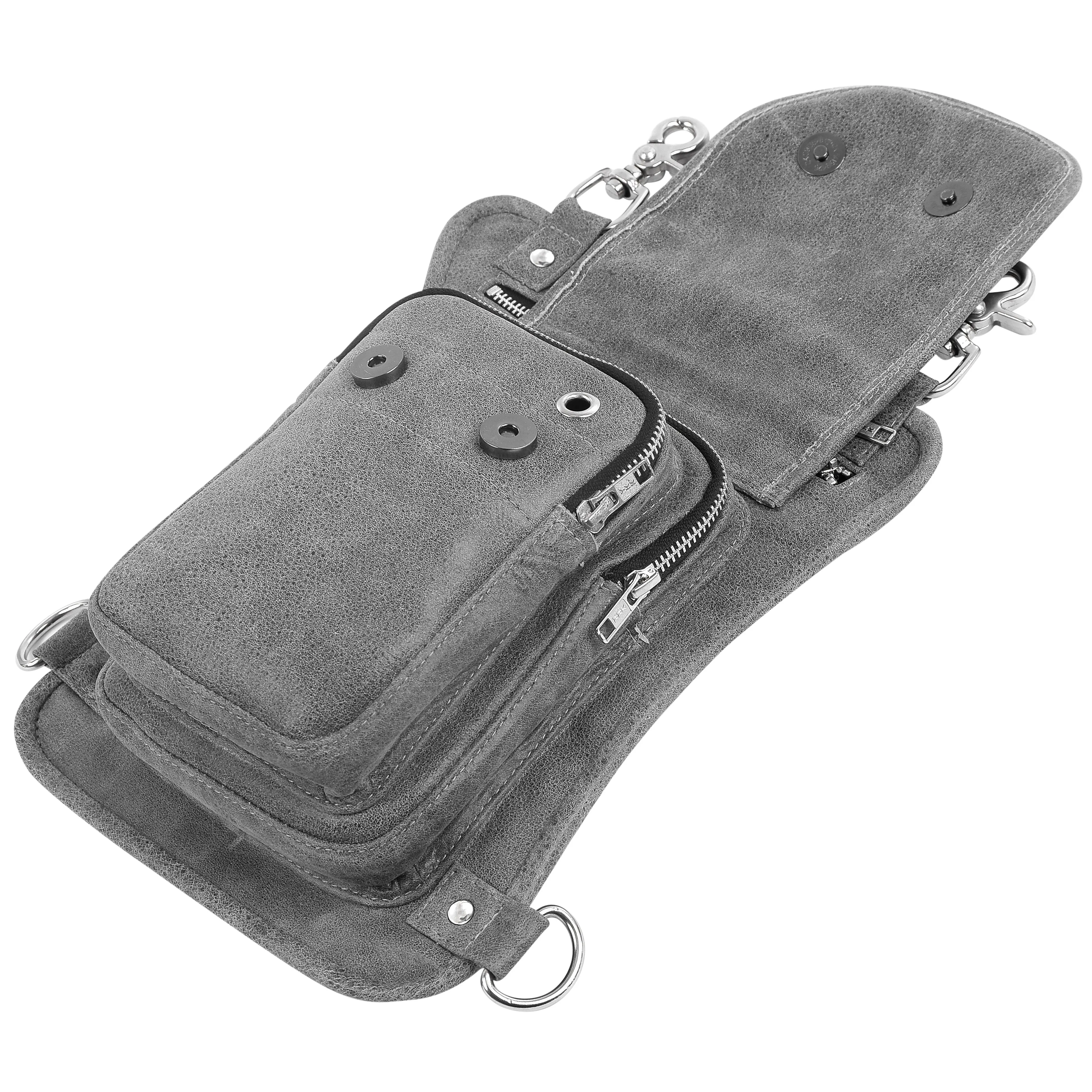 HL80191Gray Thigh Bag made of Leather used as a drop leg bag