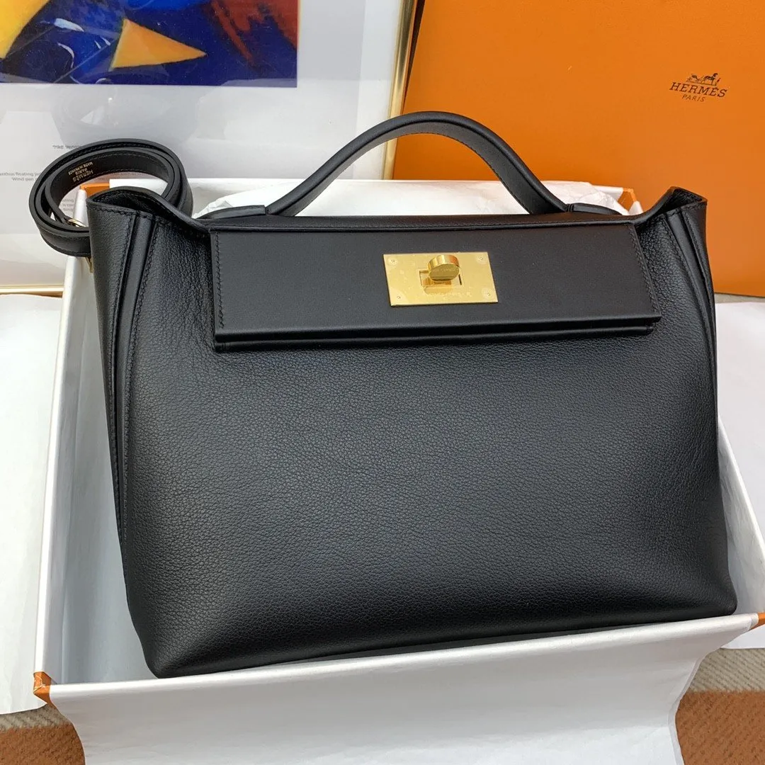 HM 24/24 Clemence Swift Black For Women, Handbags, Shoulder Bags 11.4in/29cm