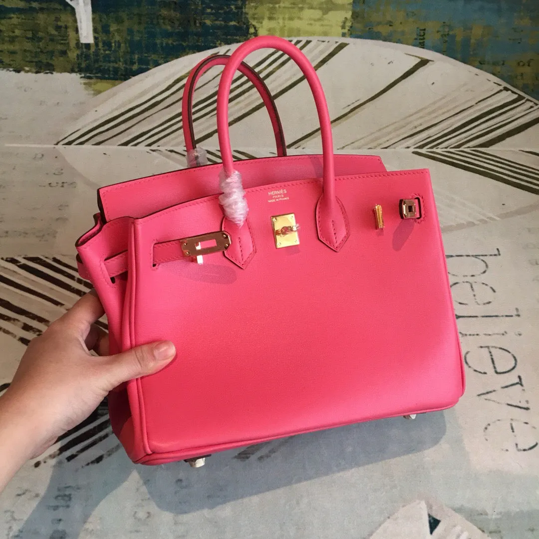 HM Birkin Dark Pink For Women Gold Toned Hardware 9.8in/25cm