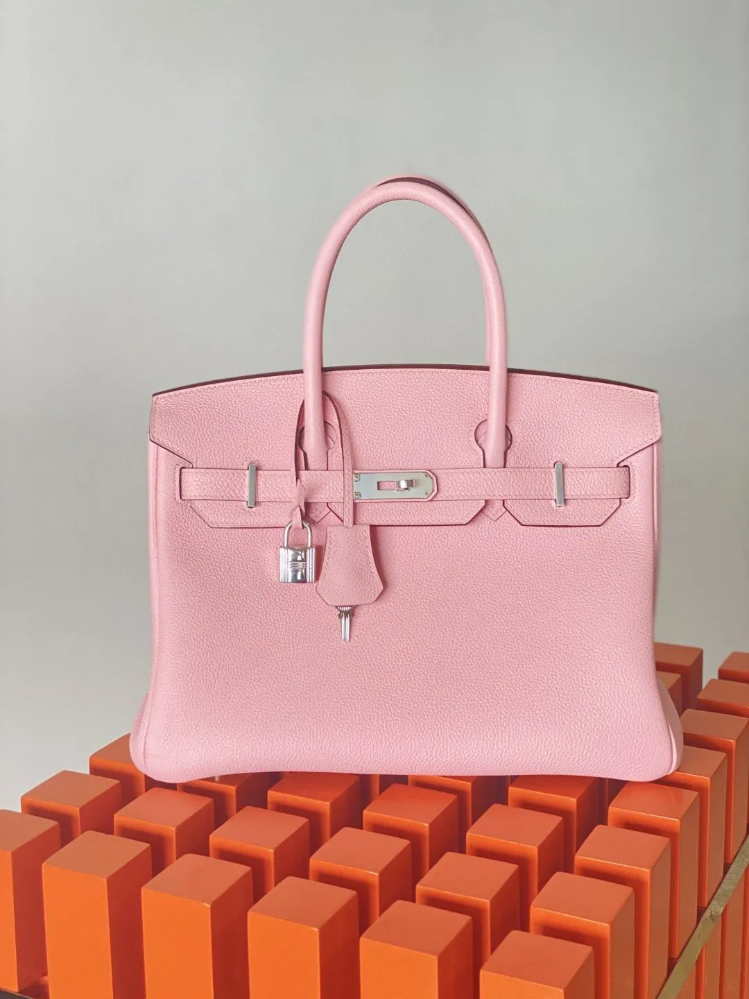 HM Birkin Nata Swift Pink For Women Silver Toned Hardware 11.8in/30cm