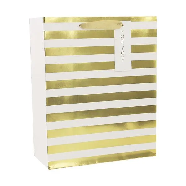 Hot Stamp Gold Stripe Gift Bag - 26cm x 32cm x 12cm