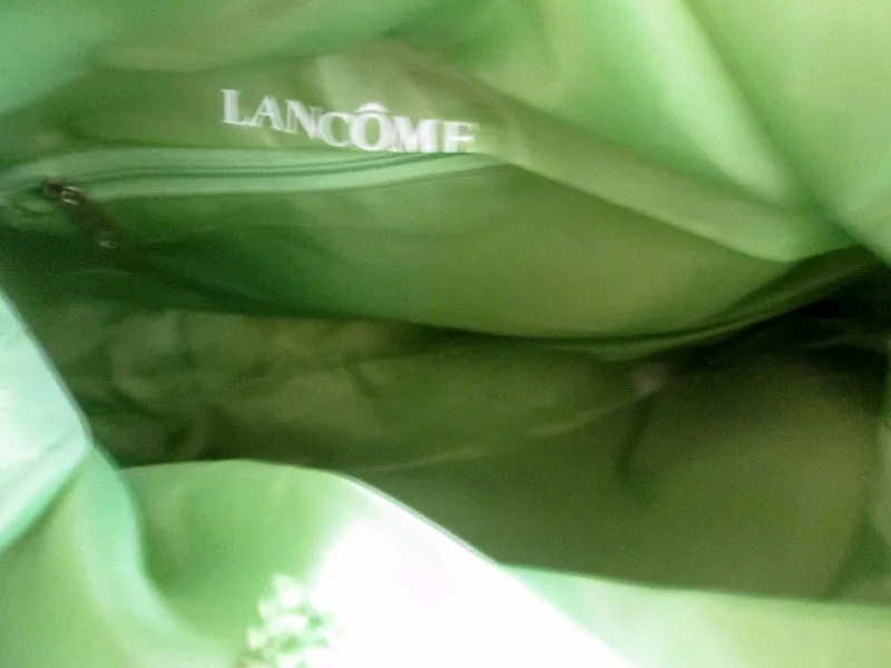 LANCOME Vegan NEW WAVE STRIPED TOTE Carryall Picnic Lunch Beach NEON ACID YELLOW ORANGE GREEN