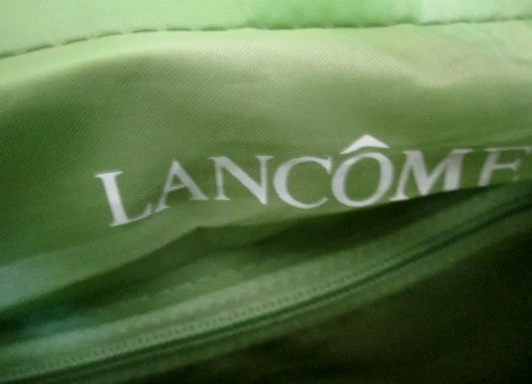 LANCOME Vegan NEW WAVE STRIPED TOTE Carryall Picnic Lunch Beach NEON ACID YELLOW ORANGE GREEN