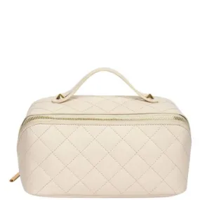 Large Makeup Bag Quilted Pattern Pu Leather