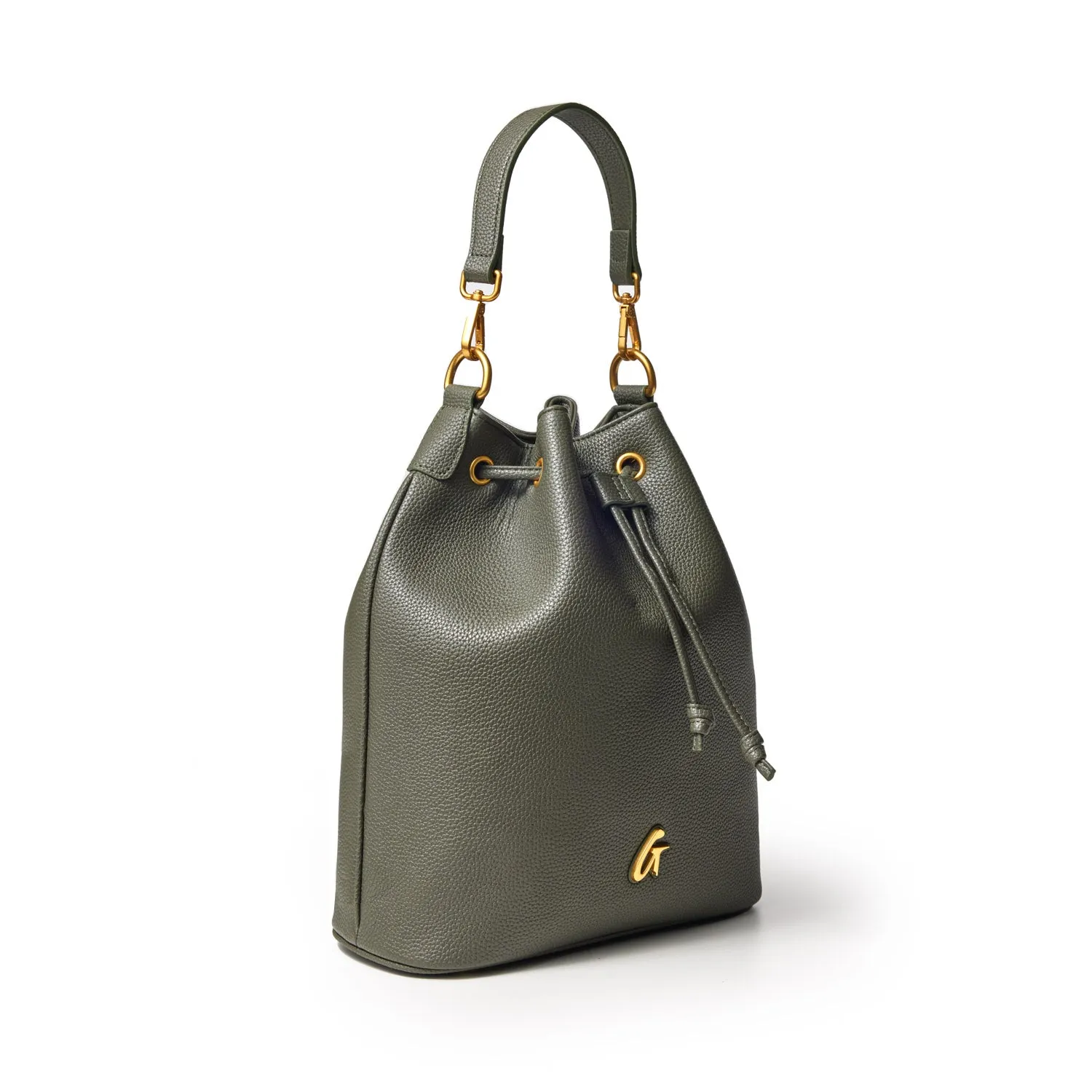 LARGE PEBBLE BUCKET BAG - OLIVE GREEN