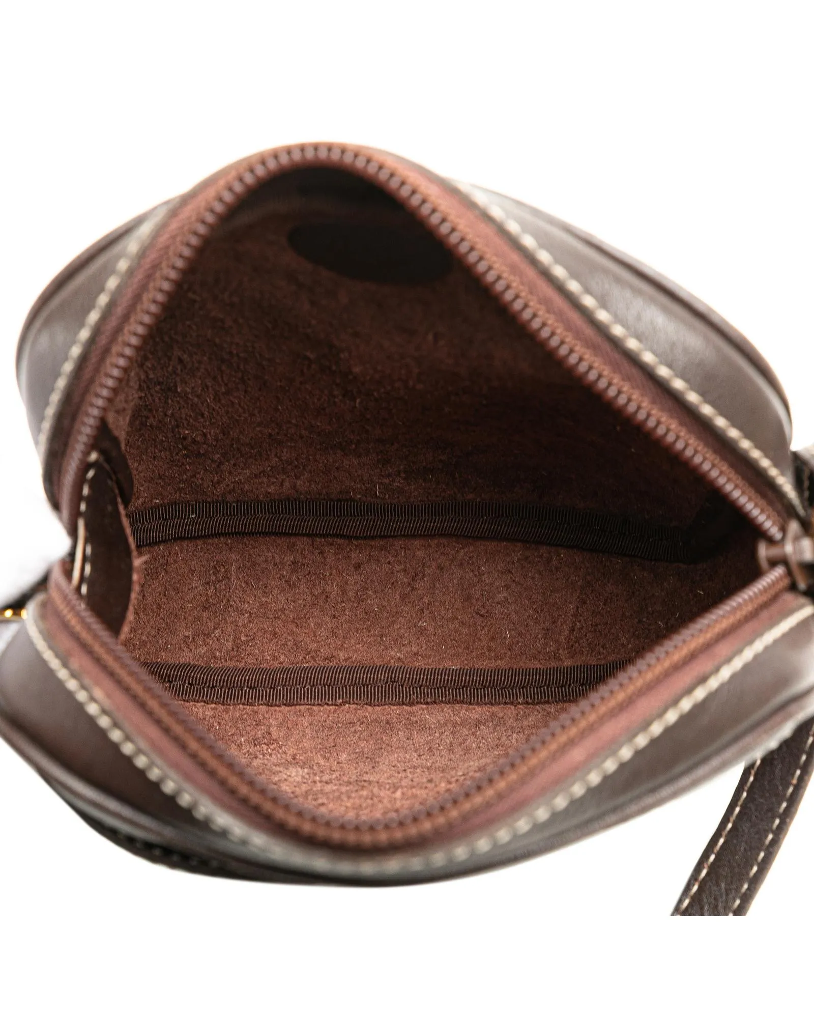 Leather Crossbody Bag with Top Zip Closure and Flat Strap