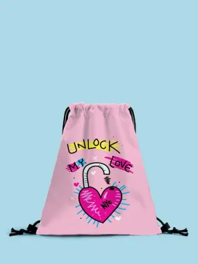 Letter & Heart Graphic Drawstring Backpack