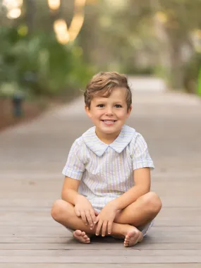 Liam Blue Yellow Striped Shorts Set