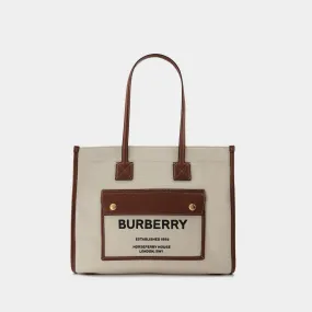 Ll Sm Pocket Dtl Ll6 Tote Bag - Burberry -  Natural/Tan - Cotton