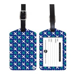 Luggage Tags Set Of 2 -  BLUE PLANE PATTERNS