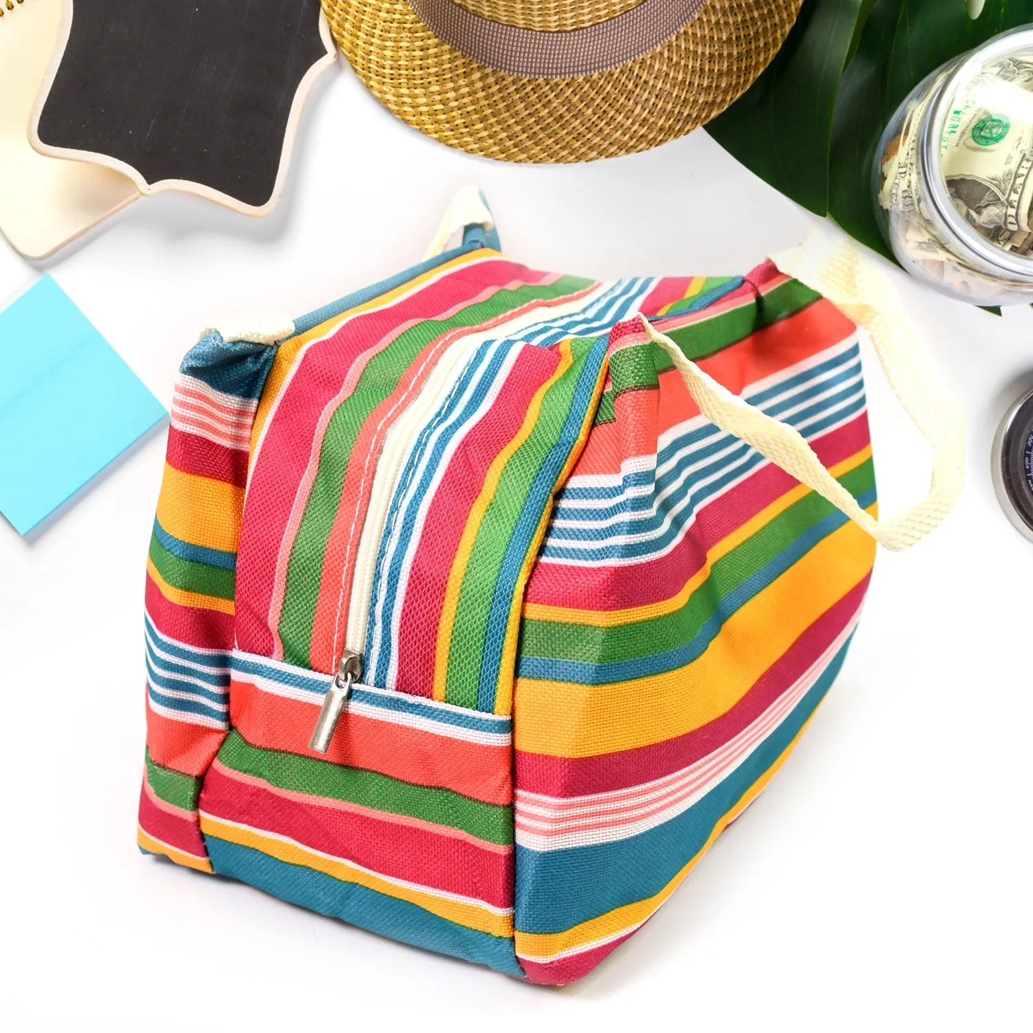 Lunch Box Bag for Women Men Insulated Lunch Bag With Zipper (1 Pc / Mix Color / Design)