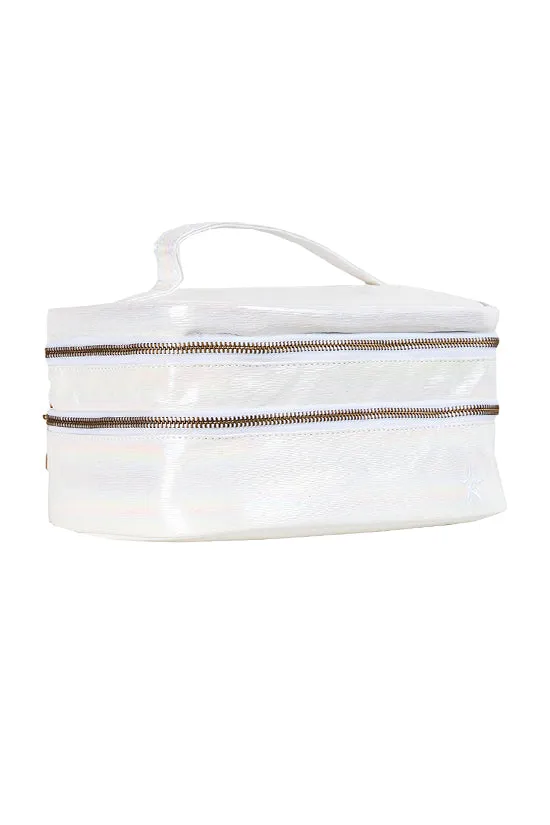 Luster in Cream Rebel Glam & Go Travel Case with White Zipper