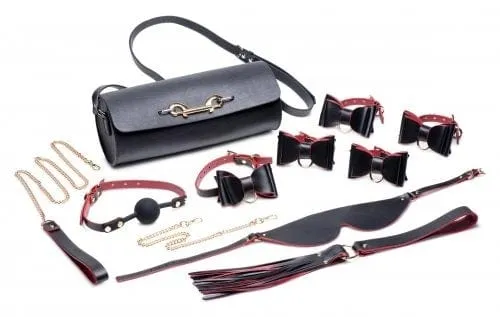 Master Series Bondage To Go Black and Red Bow Bondage Set with Carry Case