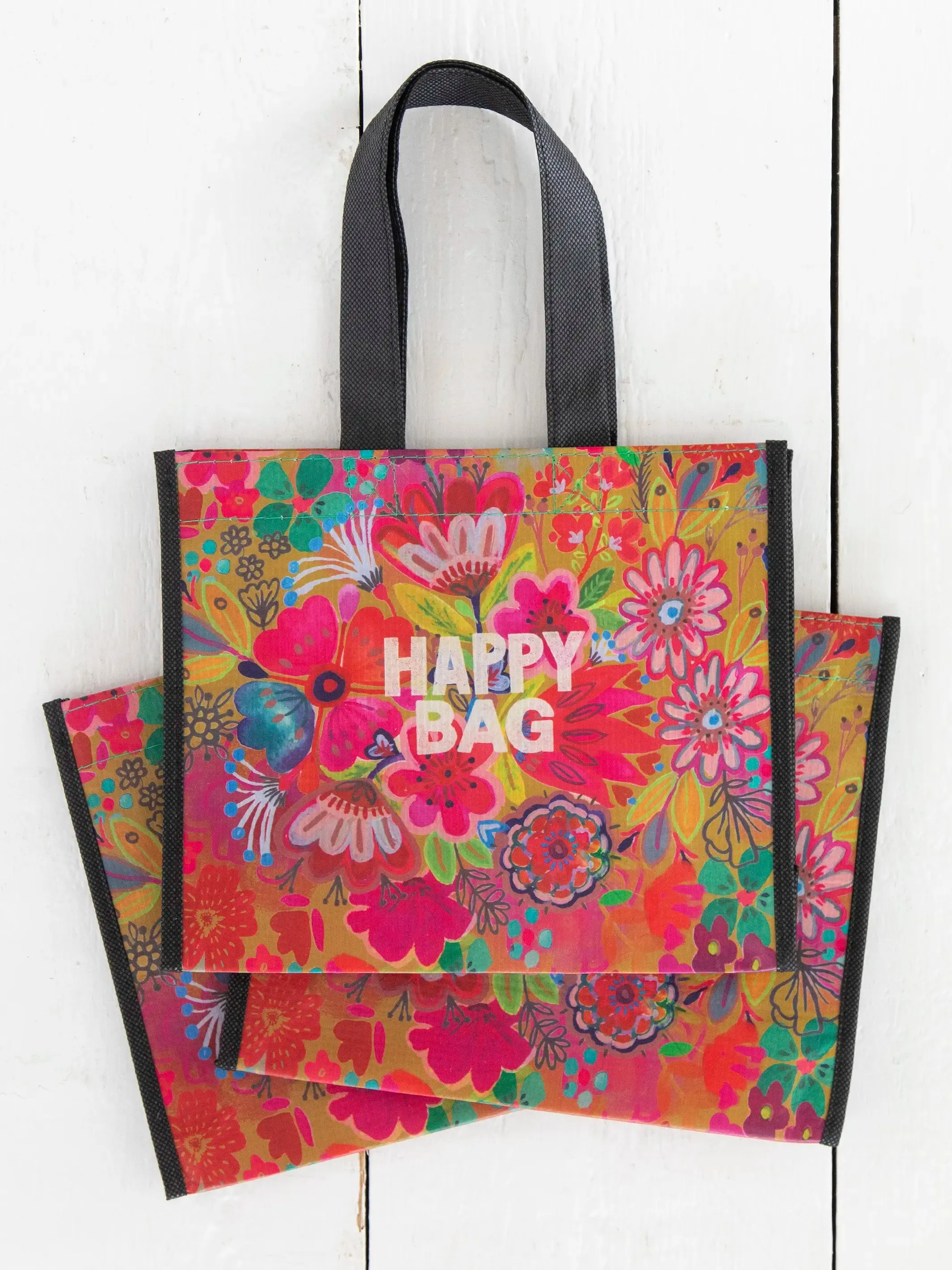 Medium Happy Bag, Set of 3 - Olive Floral