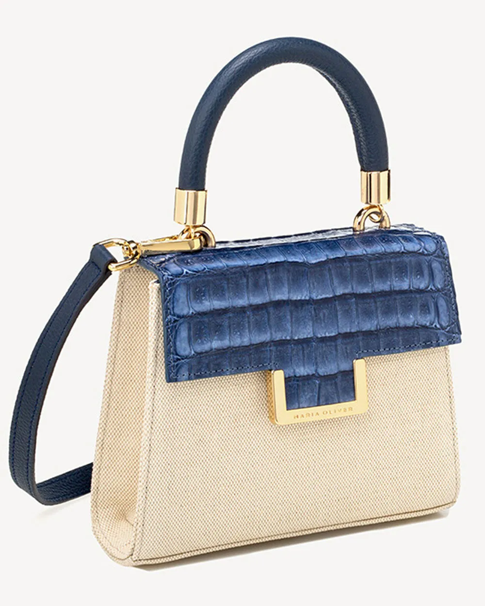 Mini Michelle Bag in Jean and Raffia