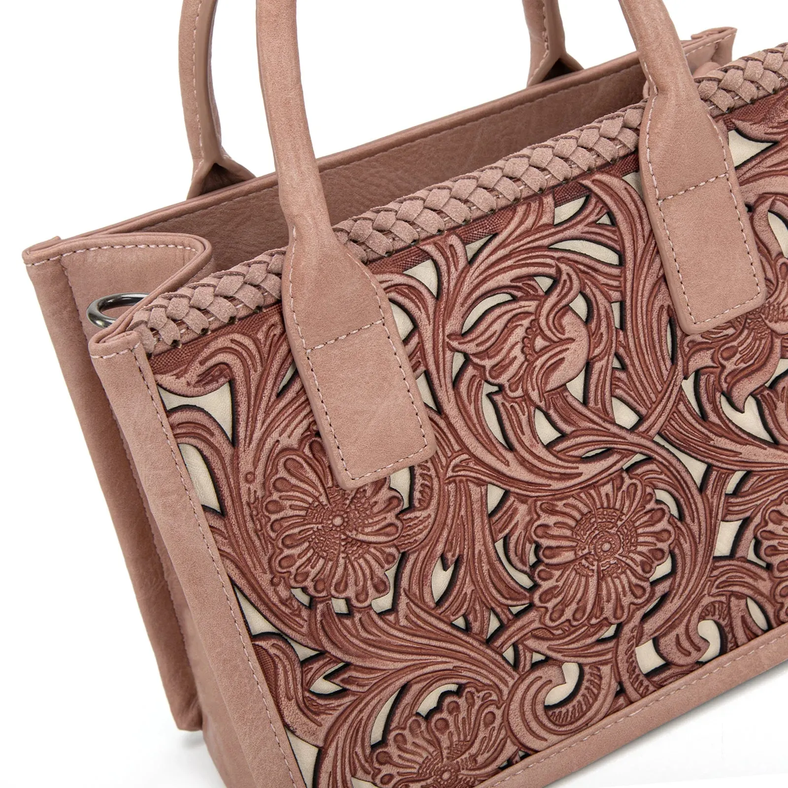 Mini Tooled Tote - Pink