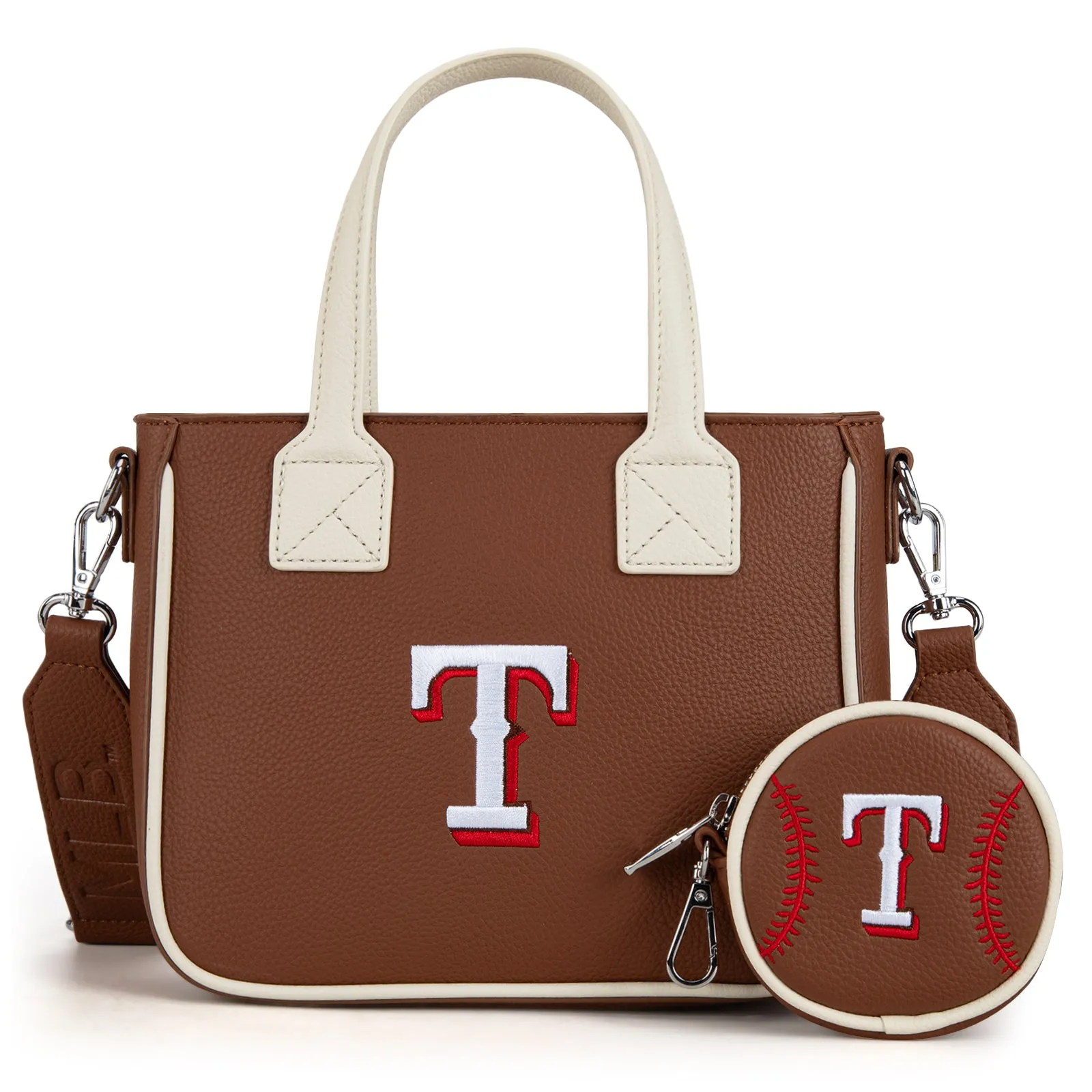 MLB-TX103  MLB Texas Rangers Team Tote/Crossbody with Baseball Coin Pouch