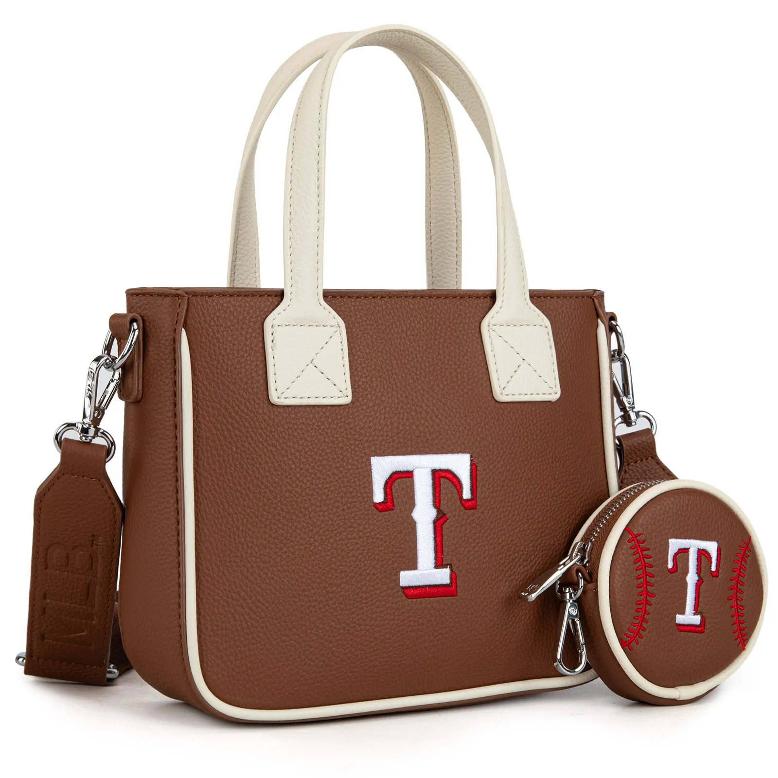 MLB-TX103  MLB Texas Rangers Team Tote/Crossbody with Baseball Coin Pouch