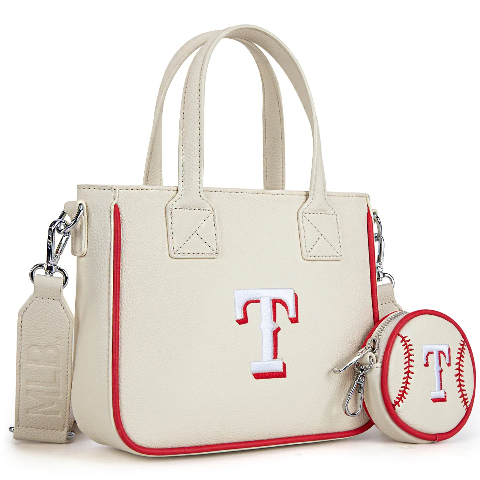 MLB-TX103  MLB Texas Rangers Team Tote/Crossbody with Baseball Coin Pouch