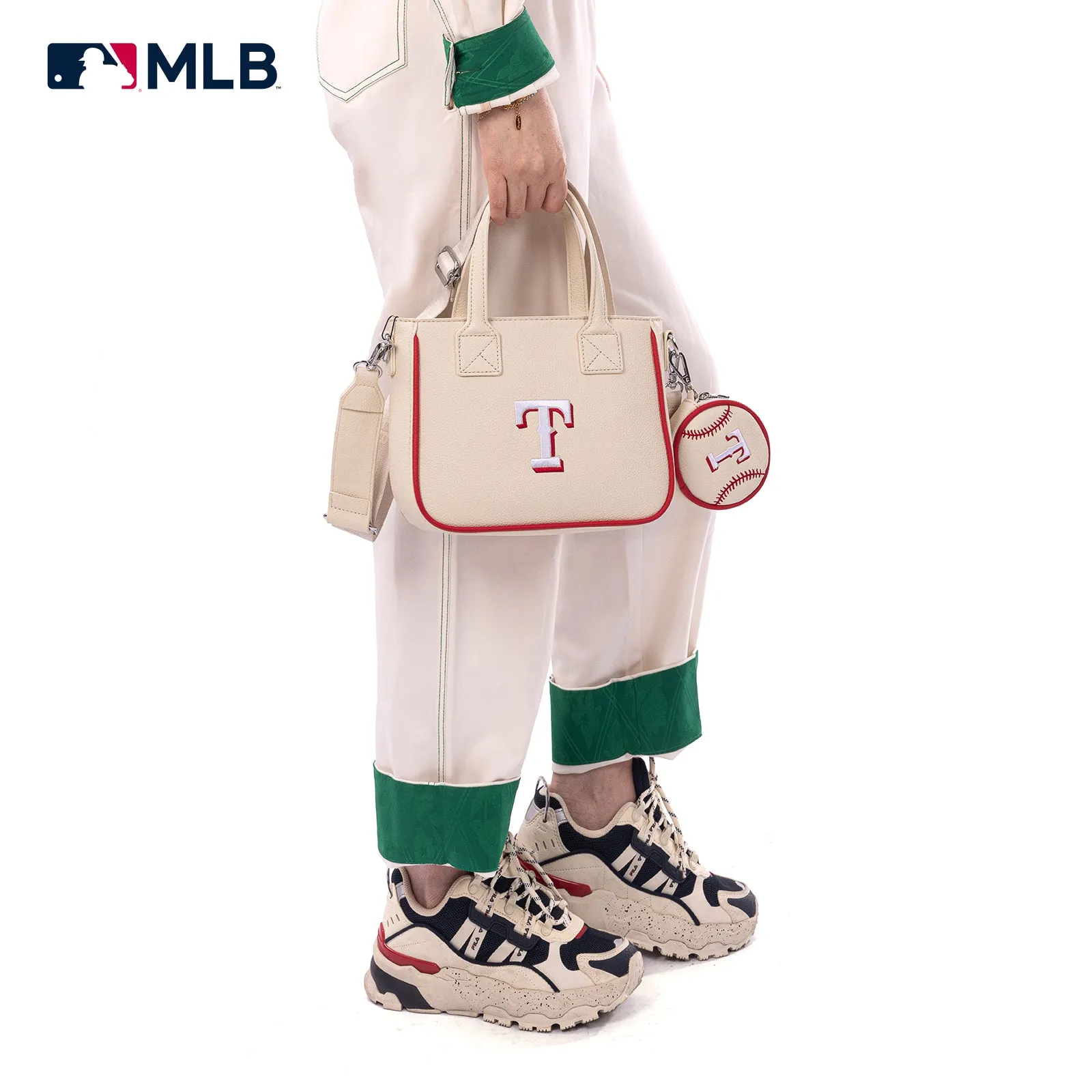 MLB-TX103  MLB Texas Rangers Team Tote/Crossbody with Baseball Coin Pouch