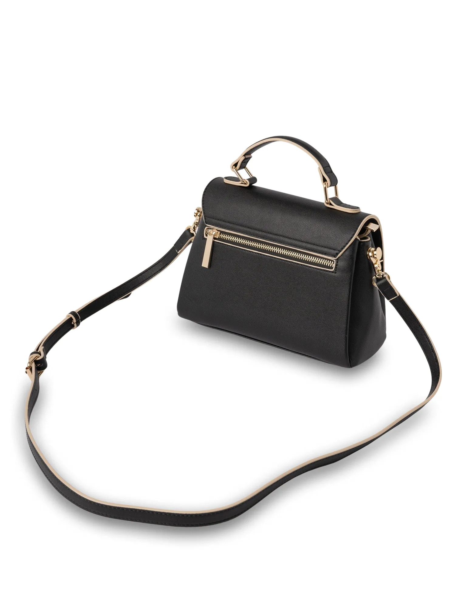 Mocha Daisy Top Handle Crossbody Bag - Black