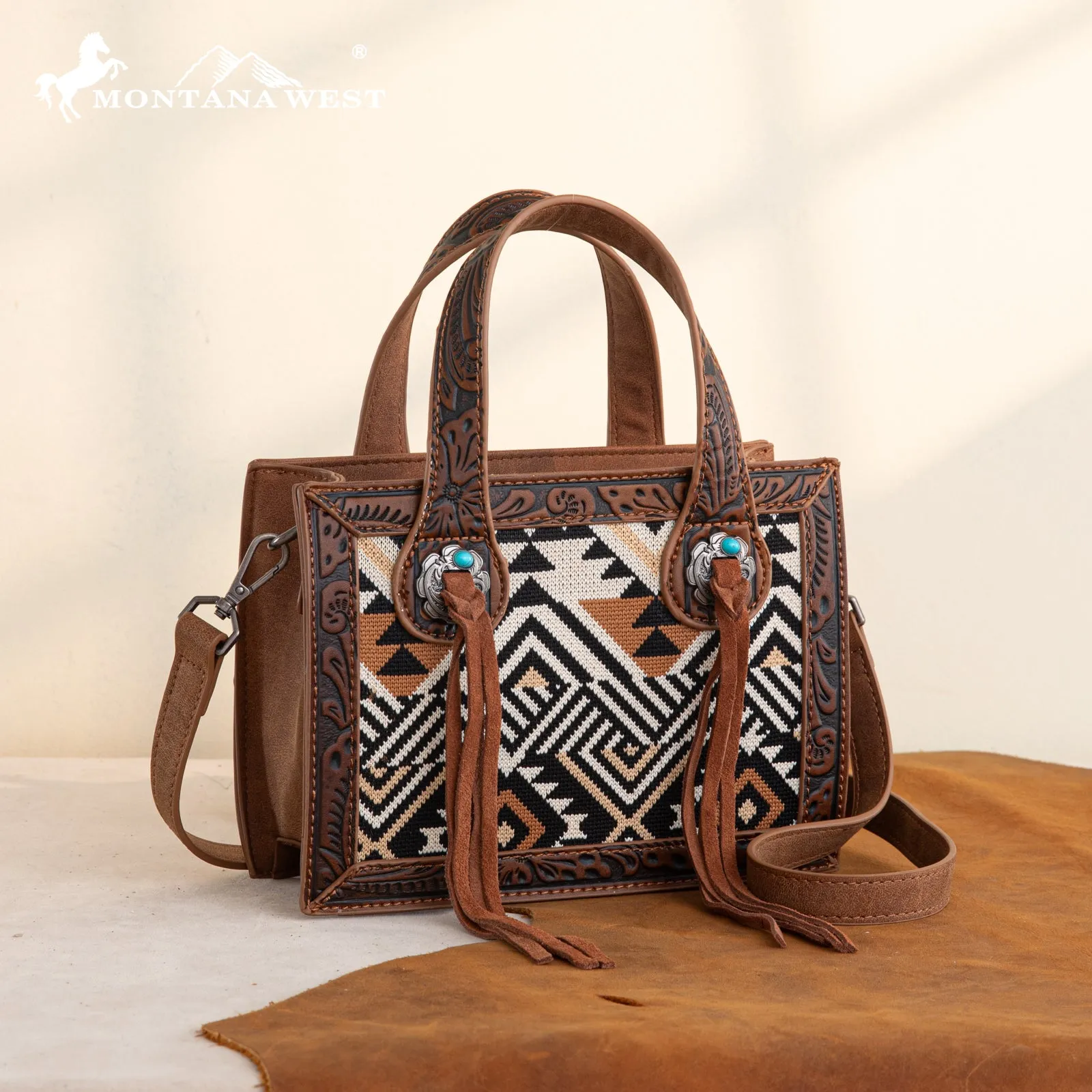 MW1292-8121  Montana West Aztec Tapestry Mini Tote/Crossbody