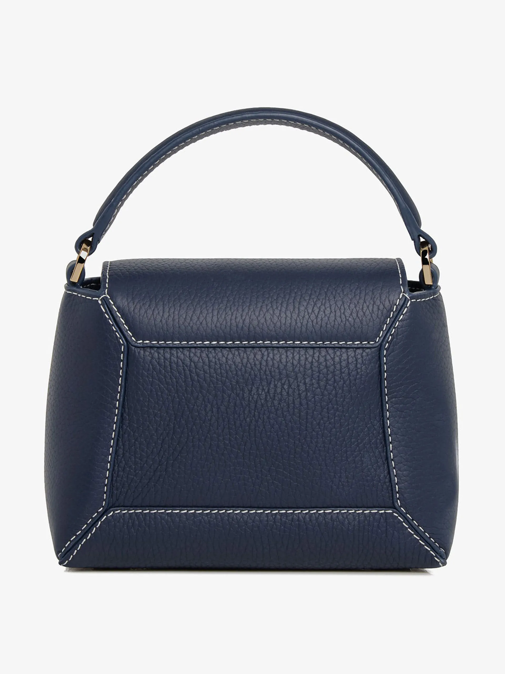 Navy with vanilla stitch mosaic nano bag