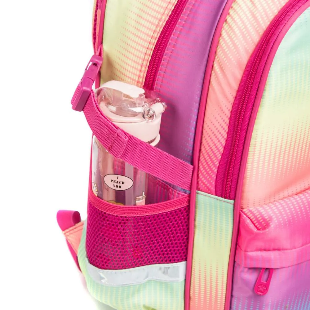 (NET) Rainbow Children's Backpack Insulated Lunch Box Light Pencil Holder Set Of 3 Pcs