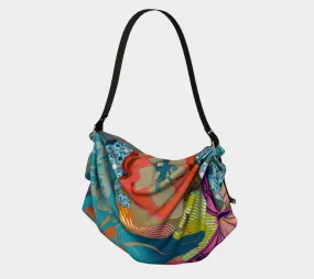 Orange Rainforest Floral Plaid Hobo Scarf Bag