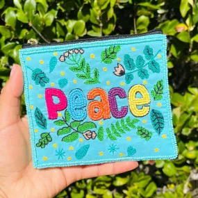 Peace Beaded Coin Purse