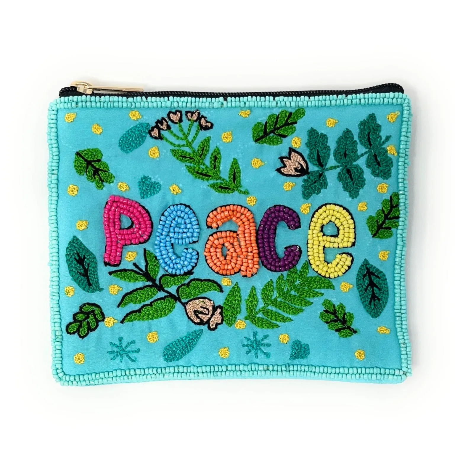 Peace Beaded Coin Purse