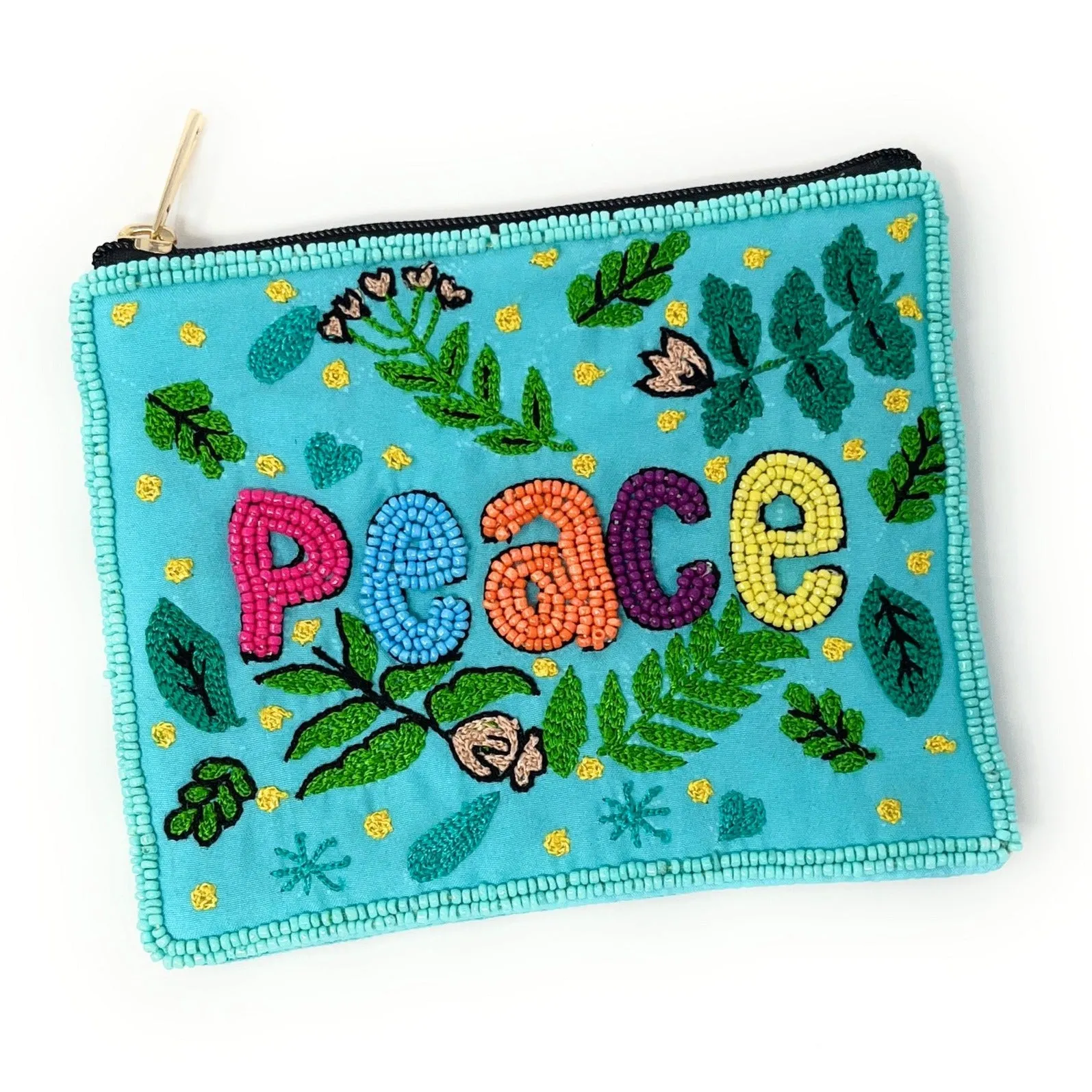 Peace Beaded Coin Purse