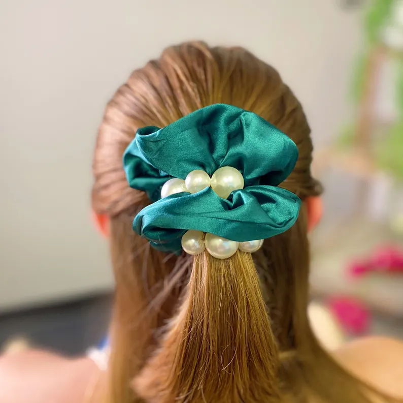 Pearl & Satin Scrunchie