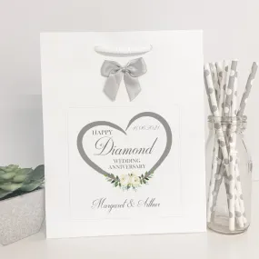 Personalised Anniversary Gift Bag Diamond Wedding Heart